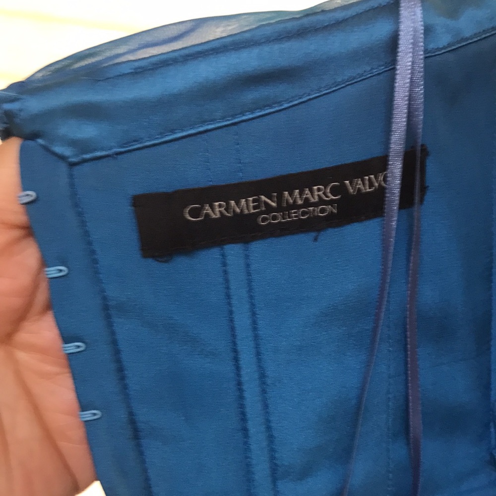 Carmen Marc Valvo blue chiffon dress size 8 - Picture 6 of 8